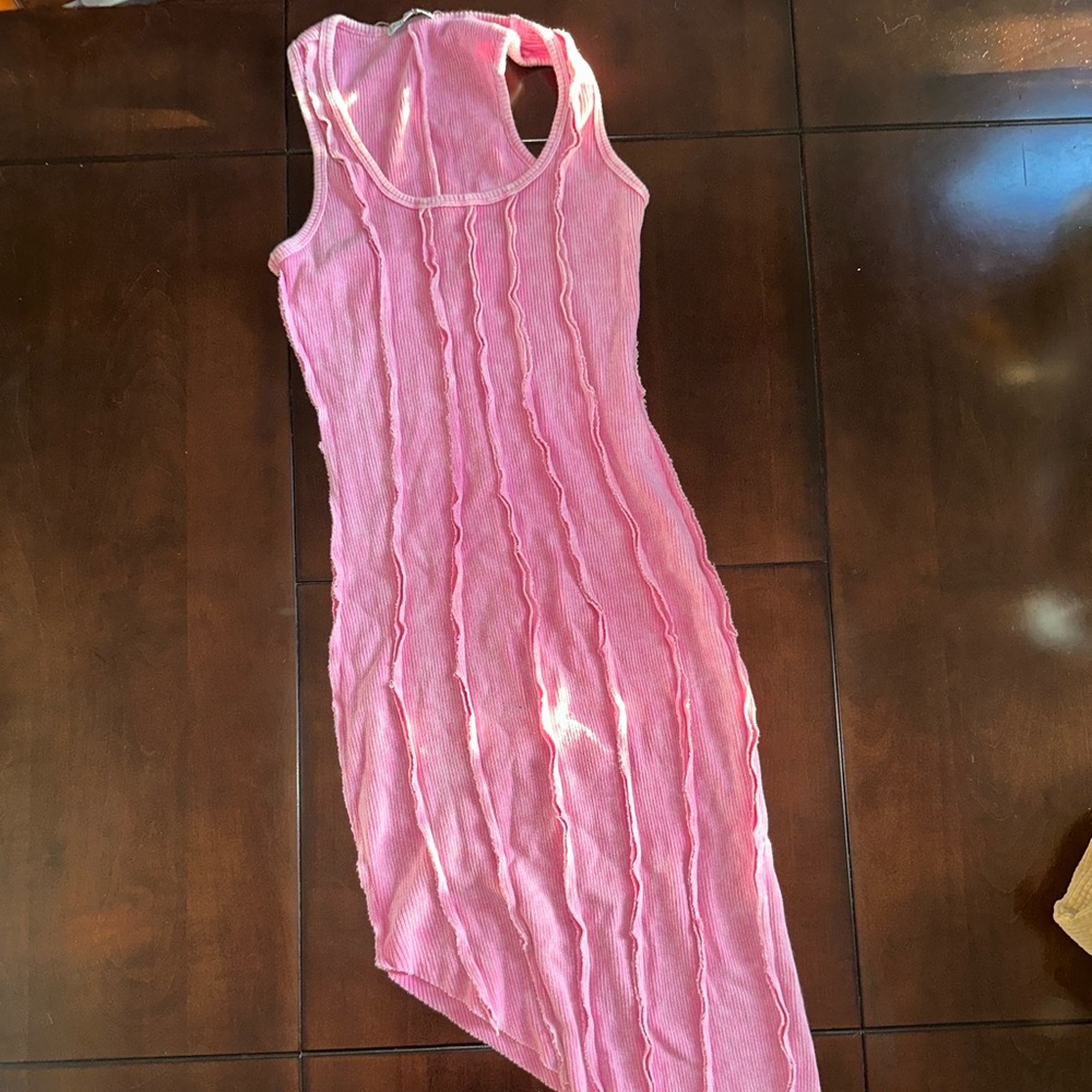 Pink Asymmetrical Summer Dress